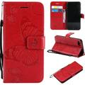 iPhone SE 2020 Case iPhone 8 Wallet Case iPhone 7 Case Dteck Embossed Big Butterfly Magnetic Flip PU Leather Folio Stand Case Cover Built-in Card Slots & Money Pocket with wrist Strap Red