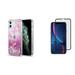 Luxmo [Premium Series] Waterfall Quicksand Fusion Liquid Glitter Case for iPhone 11 Pro Max 6.5 inch with Tempered Glass Screen Protector and Atom Cloth - (Pink Butterfly)