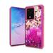 Bemz [Liquid Series] Samsung Galaxy S20 6.2 inch Phone Case: Chrome TPU Quicksand Waterfall Glitter Cover with Atom Wipe - Hot Pink Flowers