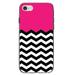 DistinctInk Clear Shockproof Hybrid Case for iPhone 7 8 SE (2020 Model) 4.7 Screen TPU Bumper Acrylic Back Tempered Glass Screen Protector - Black White Hot Pink Chevron - Black & White Stripes