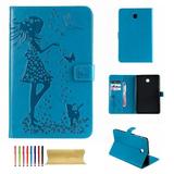 Galaxy Tab A 8.0 2018 Case Dteck Slim Fit Embossed Pattern PU Leather Folio Stand Case with Card Holders Cover for Samsung Galaxy Tab A 8 inch 2018 Release SM-T387 Tablet Blue