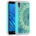 Moto E6 Case KAESAR Hybrid Dual Layer Graphic PU Leather Colorful TPU Fashion Protective Cover Armor Case for Motorola Moto E 6th Generation (Green Mandala)