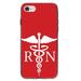 DistinctInk Clear Shockproof Hybrid Case for iPhone 7 8 SE (2020 Model) 4.7 Screen TPU Bumper Acrylic Back Tempered Glass Screen Protector - RN Registered Nurse Symbol - Show Your Support for Nurses