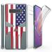 Beyond Cell Tri Max Series Compatible with Samsung Galaxy S10+ Plus Slim Full Body Coverage Case with Self-Healing Flexible Gel Transparent Clear Screen Protector Cover - American Skull Flag