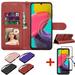 Njjex for Galaxy A14 5G Wallet Case with Screen Protector Slim PU Leather Case| Wallet Phone Case with Card Holder| Flip Folio Case/Cover with Stand| for Samsung Galaxy A14 5G 6.6 Inch Wine