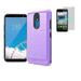 Compatible Case for LG Prime 2 / LG Aristo 4 Plus/ Straight Talk LG Journey Smartphone / LG Journey /LG Arena 2 / LG Escape Plus Metallic Brushed Design Shockproof Case (Purple + Tempered Glass)