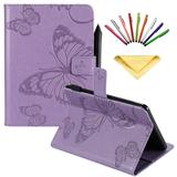 Dteck Folio Case For Amazon Kindle Paperwhite 6 Lightweight Embossed Butterfly PU Leather Flip Stand Case Cover with Card/Stlylus Holder Purple