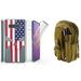 Beyond Cell Tri Max Series Compatible with Samsung Galaxy S10+ Plus with Slim Full Body Self Healing Screen Protector Case (American Skull Flag) Travel Pouch (Khaki) and Atom Cloth