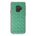 DistinctInk Clear Shockproof Hybrid Case for Samsung Galaxy S9 (5.8 Screen) - TPU Bumper Acrylic Back Tempered Glass Screen Protector - Green Diamond Plate Steel Image - Printed Diamond Plate