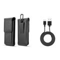 Luxmo Vertical Dual Series Compatible with Nokia 2.2 Belt Holster Case PU Leather Wallet Pouch (Black) Durable Fast Charge/Sync Micro USB Charger Cable (3.3 Feet) and Atom Cloth