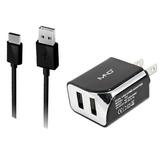 2-in-1 Type-C USB Chargers Bundle for ZTE Zpad Lenovo YOGA Tab 3 Plus Meizu M3 Max/ Pro 6 Asus ZenPad 3S 10/ ZenPad Z10 (Black) - 2.1Ah Travel Charger Adapter (Dual Port) + USB Charging Cable