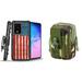 Bemz Armor Samsung Galaxy S20 Ultra 6.9 inch Case Bundle: Heavy Duty Rugged Holster Combo Protection Cover with 600D Waterproof Nylon Material Storage Pouch - (Vintage American Flag/Jungle Camo)