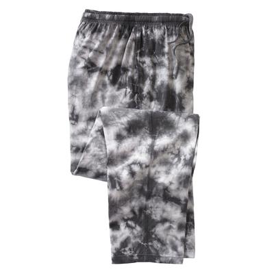 Men's Big & Tall Lightweight Cotton Jersey Pajama Pants by KingSize in Black White Marble (Size 6XL)