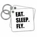 3dRose Eat Sleep Fly - fun gifts for pilots flight crew and frequent flyers - Key Chains, 2.25 by 2.25-inch, set of 2