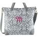 Personalized Gray Damask Embroidered Tote Bag - Initial - Script