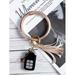 NK Tassel Ring Circle Key Ring Keychain-Wristlet Leather Bracelet Key Ring Bangle Keyring for Women Girls