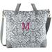 Personalized Gray Damask Embroidered Tote Bag -Available in 2 Fonts