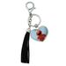 Sesame Street Vintage Elmo Chrome Plated Metal Heart Leather Tassel Keychain