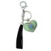 Sesame Street Cookie Monster Om Nom Nom Chrome Plated Metal Heart Leather Tassel Keychain