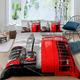 London Big Ben Bedding Set Red Telephone Booth Bus Duvet Cover Set for Kids Boys Girls British Style Comforter Cover London Cityscape Quilt Cover Bedroom Collection 3Pcs Double Size