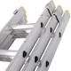 3m – 7m Aluminium TRIPLE Section Extension Ladders & Stabiliser Feet –33 Rung- Lightweight Metal Construction – Non-Slip Feet & Treads – Ribbed ‘D’ Rungs – 3 Ladder Adjustable Height