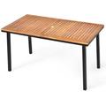 Table de Jardin en Bois d'Acacia Pré-huilé Certifié fsc 140x75x76CM avec Trou de Parasol Cadre en