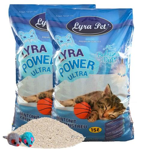 Lyra Pet - 2 x 15 Liter ® Lyra Power ultra excellent Katzenstreu + 2 Mäuse