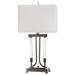 Evian - Two-Tone Ceramic Table Lamp - Speckled Cream, Greige Finish - Brushed Silver Base - White Linen Shade