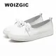 WOIZGIC – chaussures en cuir véritable pour femme souliers blancs à plateforme avec lacets style