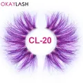 OKAYLspatule-Faux-Cils Colorés Violet et Rose en Vison group 25mm de Long Bande de Maquillage pour