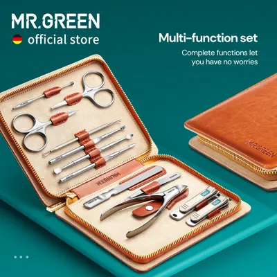 MR.GREEN – Kit de manucure 12 en 1 Kit complet de pédicure professionnelle en acier inoxydable avec