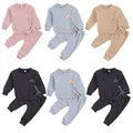 Mewborn-Ensemble de Vêtements pour Bébé Fille et Garçon 0-24 Mois Broderie Arc-en-Ciel Manches