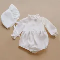 Bébé fille vêtements couleur unie à manches longues bébé combinaisons 0-24M 100% coton lin