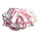 Short en satin pour bébés filles motif floral injBow culotte bloomer à volants