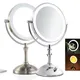 Miroir de maquillage en métal à 2 faces miroir cosmétique grossissant 3X 5X 10X lampe LED sœur la