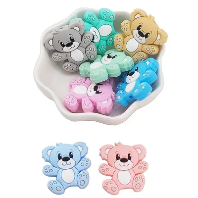 Chenkai – perles en Silicone pour bébé 10 pièces perles ours pour fête prénatale dentition