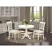 East West Furniture Kitchen Table Set- A Round Dining Room Table and Solid Wood Seat Chairs, Linen White (Pieces Options)