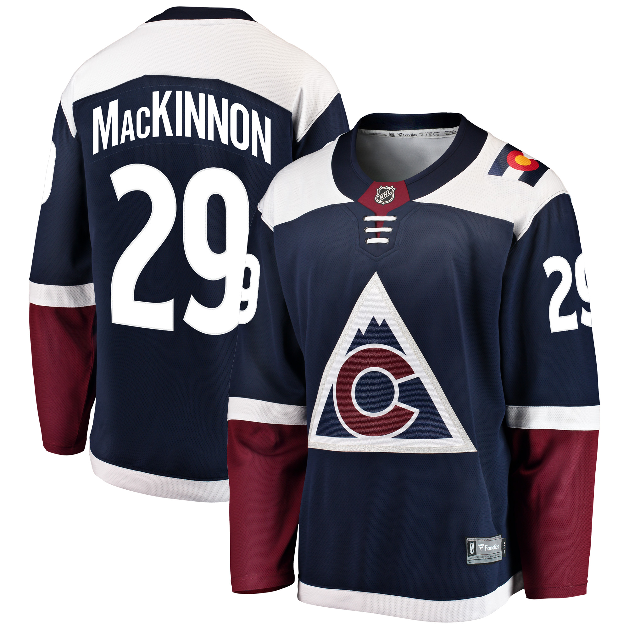 Herren Fanatics Nathan MacKinnon Navy Colorado Avalanche Ausweichtrikot für Breakaway-Spieler Image