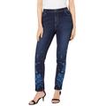 Plus Size Women's Floral Embroidered Straight-Leg Jean by Denim 24/7 in Blue Garden Embroidered (Size 32 W)