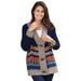 Plus Size Women's Aztec Print Cardigan by Woman Within in Navy Jacquard (Size S)