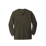Men's Big & Tall Thermal Pocket Longer-Length Henley by Boulder Creek® in Forest Green (Size 6XL) Long Underwear Top