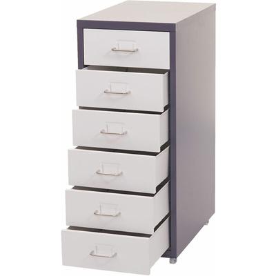 Rollcontainer Preston T851, Schubladenschrank Stahlschrank, 69x28x41cm 6 Schubladen dunkelgrau weiß Image