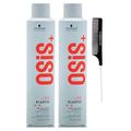 Schwarzkopf OSiS ELASTIC Medium Hold Hairspray Aerosol Hair Spray 300 ml - NEWEST 2024-2025 PACKAGING - Pack of 2 with Sleek Comb