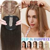 Benehair 100% Human Hair Extensions Clip In Topper Toupee Hairpiece Silk Base for Women Remy Hair 6 -14 Brown US