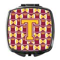 Letter T Football Maroon and Gold Compact Mirror