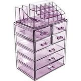 Sorbus Cosmetic Makeup and Jewelry Storage Case Display - Spacious Design - Great for Bathroom Dresser Vanity and Countertop (3 Large 4 Small Drawers Purple)