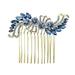 Faship Gorgeous Navy Blue Crystal Floral Hair Comb