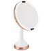 mDesign Modern Motion Sensor LED Lighted Makeup Bathroom Vanity Mirror Large 8 Round 3X Magnification Hands-Free Rechargeable and Cordless - White/Rose Gold