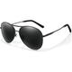 BOTPOV Aviator Sunglasses for Men Women Polarized UV400 Protection Mirrored Lens Metal Frame with Spring Hinges Black Frame Black Lens 62 Millimeters
