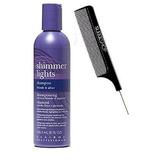 Clairol SHIMMER LIGHTS Shampoo BLONDE & SILVER Purple Violet To Tone Down Brassiness Brightens & Refreshes Highlighted Gray (w/Sleek Comb) Remove Yellow (31.5 oz / 931 ml - XL LITER with pump)